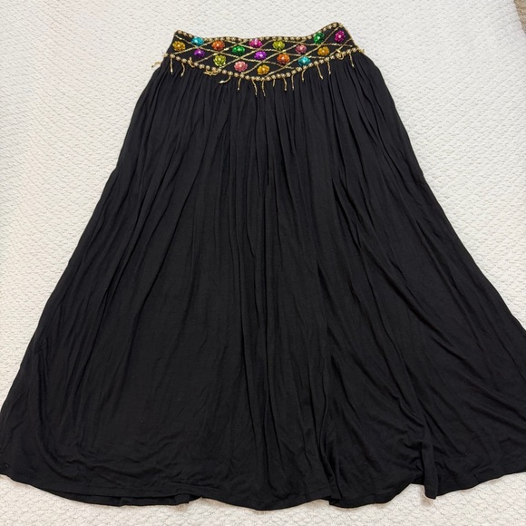 Tara’s Stars Dresses & Skirts - Vintage Tara’s Stars Flower Handmade Skirt with Pockets Black Size Large